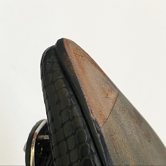 Marc Jacobs interlock studded bow black snake leather pointy toe ballet flats - Picture 10 of 12